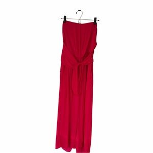 Strapless Tie-Waist Maxi Dress in Fuchsia